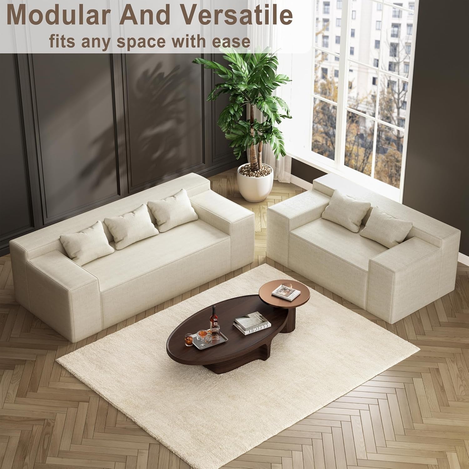 Comfy Modern 3-Seater Sofa with Pillows, No Assembly-4