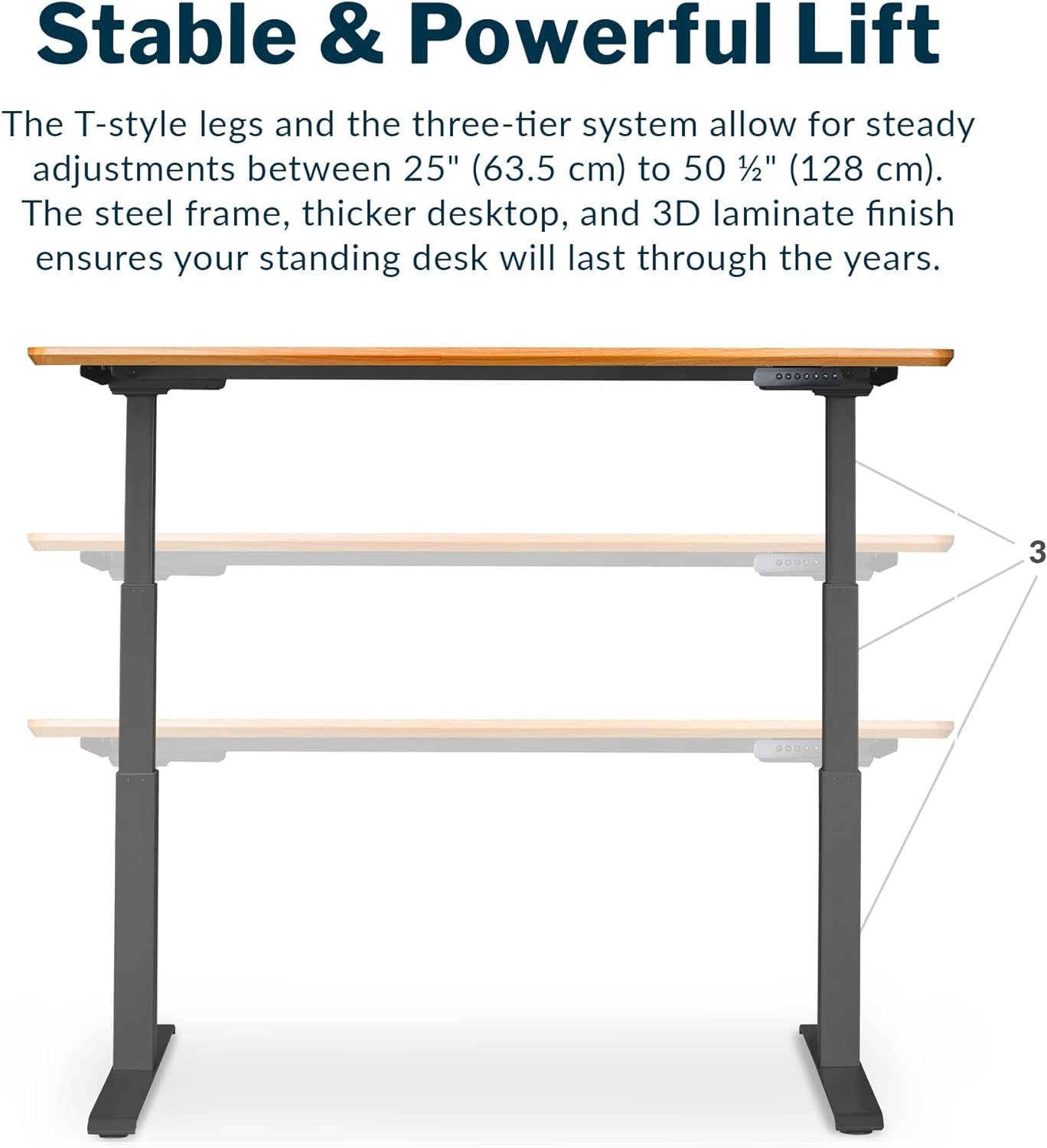 Electric Standing Desk - 60X30 desk, Adjustable Height Stand up Desk - Dual Motor with Memory Presets, Stable T-Style Legs- Home Office Essentials Computer Desk - Butcher Block-3