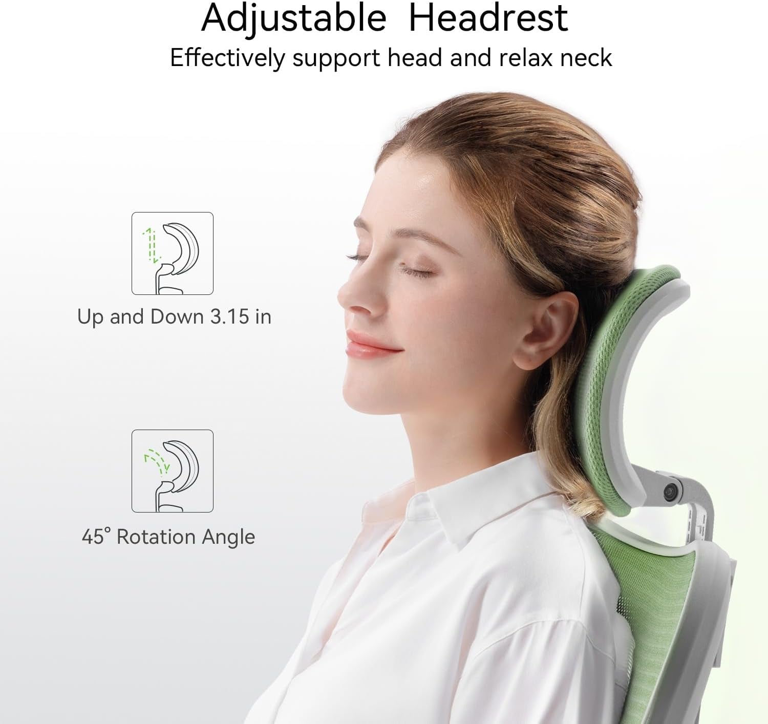 M18 Ergonomic Office Chair, Computer Desk Chair with Adjustable Headrest and Lumbar Support, High Back Executive Swivel Chair for Home Office (Light Green)-2