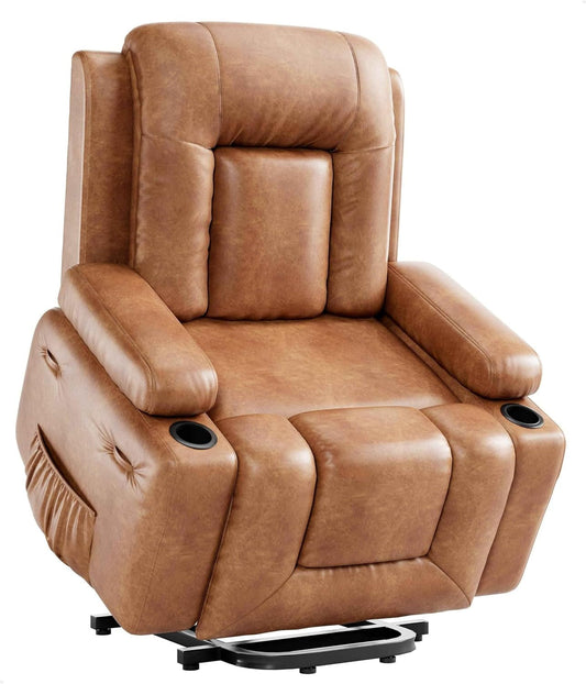 Power Lift Recliner Chair - Heat and Massage, Adjustable Back and Legs, PU Leather Electric Lift Chair Designed for the Elderly and People with Mobility Impaired-0