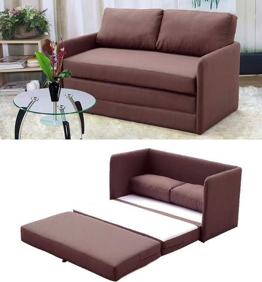 Brown Modern Loveseat Sleeper Contemporary Style-1
