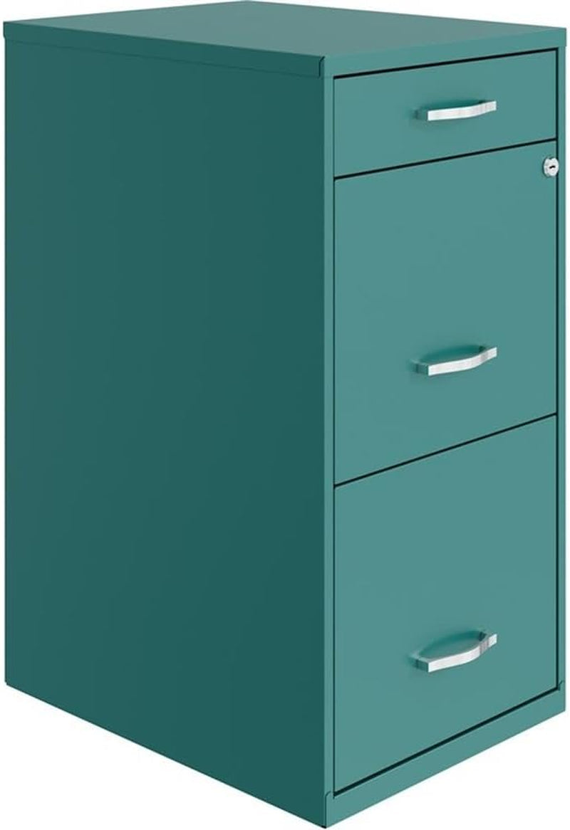 3 Drawers 27.32" Vertical Turquoise Metal Filing Cabinet Lockable Pre-Assembled Stationary Letter Size for Home, Office-0
