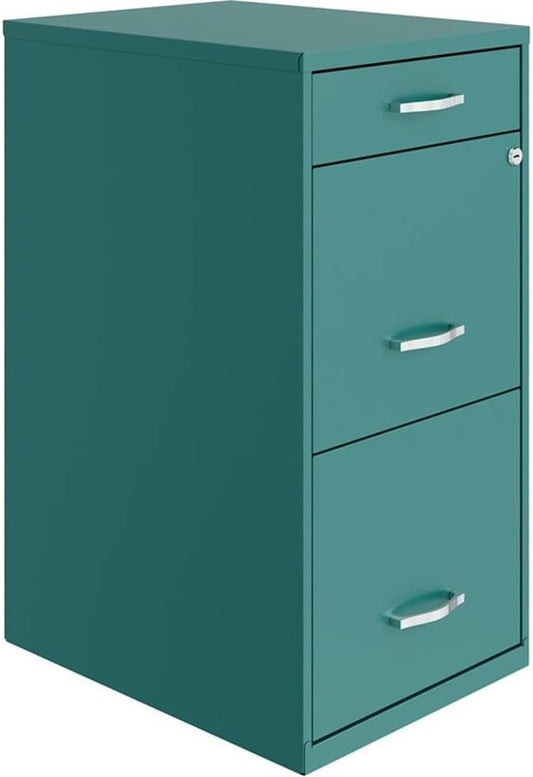 3 Drawers 27.32" Vertical Turquoise Metal Filing Cabinet Lockable Pre-Assembled Stationary Letter Size for Home, Office-0