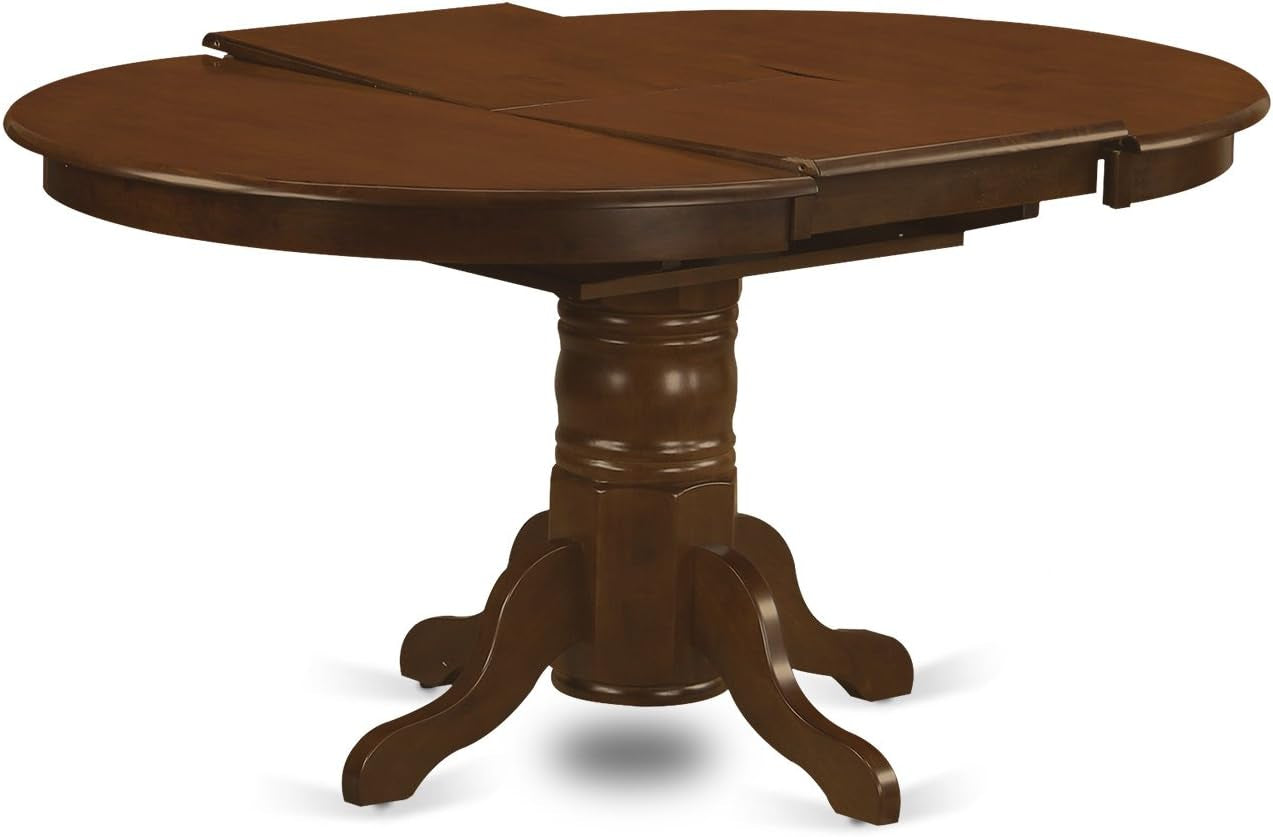 KET-ESP-TP Kenley Dining Room Table - an Oval Solid Wood Table Top with Butterfly Leaf & Pedestal Base, 42X60 Inch, Espresso-3