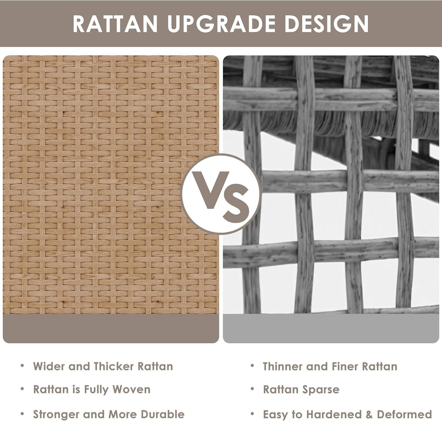 Outdoor Patio Sectional Furniture Set, 8 Piece Wicker Conversation Patio Furniture Wtih Extra Waterproof Cover and Thick Cushions for Garden, Backyard-2