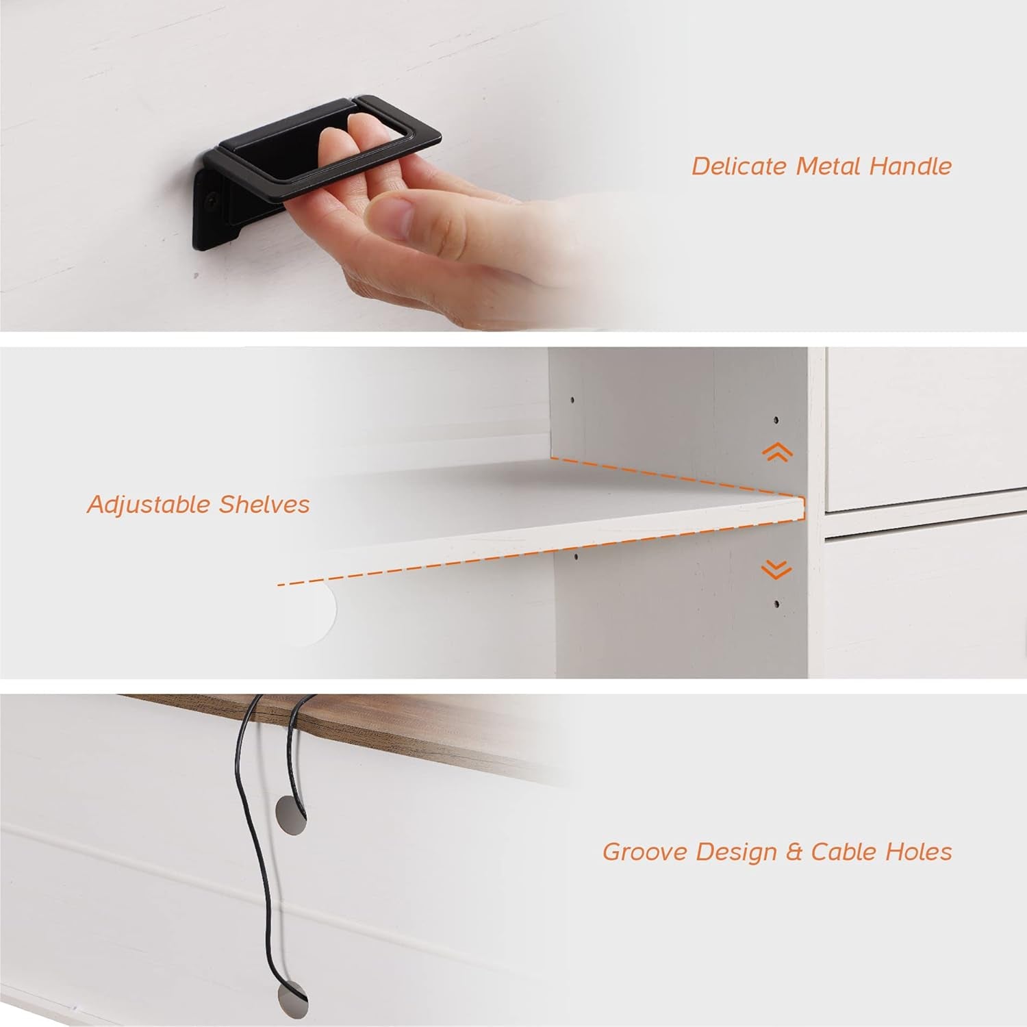 98.4" Wide TV Stand for Tvs up to 110",Faux Bark Finish Wood Entertainment Center with 4 Drawers and Adjustable Shelvs for Living Room,Antique White-2