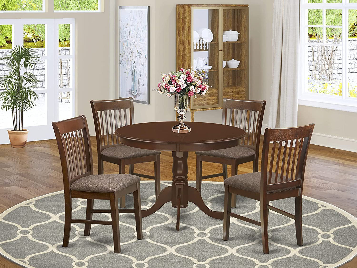 Mahogany 5-Piece Dining Table Set-0