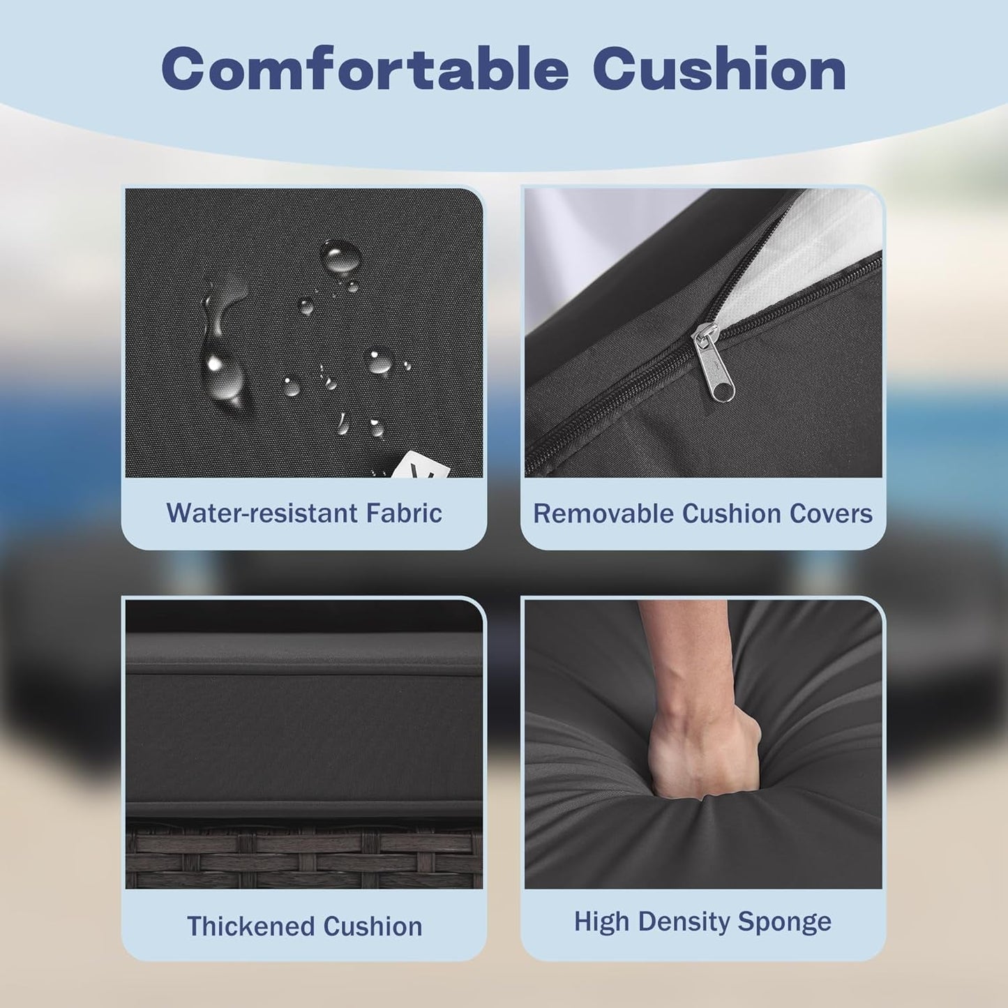 7 Pieces Patio Dining Sets, Patio Furniture Set, All Weather Wicker Conversation Set with Ottoman, Sectional Sofa with Dining Table and Chair (6227 Grey-Grey)-4