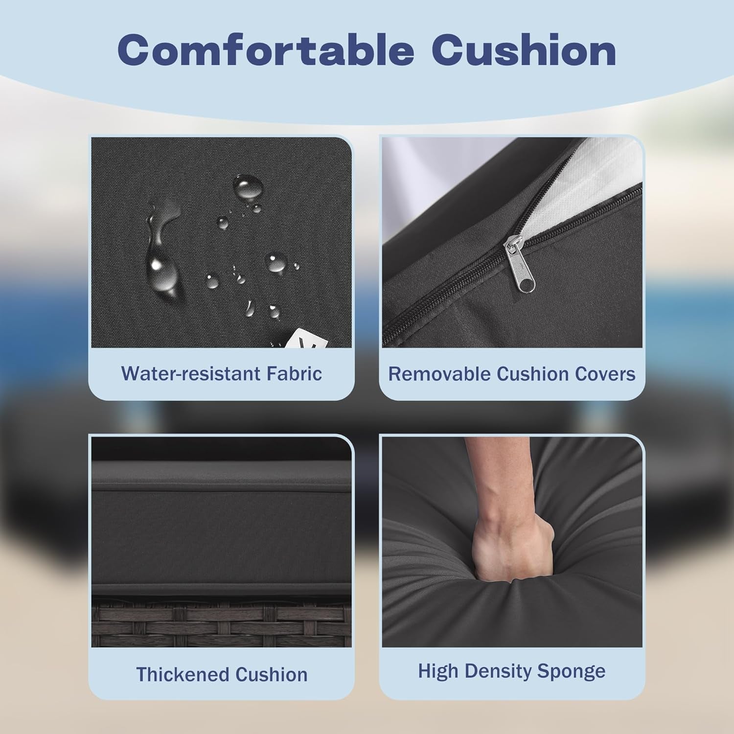 7 Pieces Patio Dining Sets, Patio Furniture Set, All Weather Wicker Conversation Set with Ottoman, Sectional Sofa with Dining Table and Chair (6227 Grey-Grey)-4