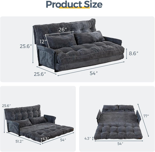 Dark Grey Double Adjustable 5-Position Floor Sofa-1
