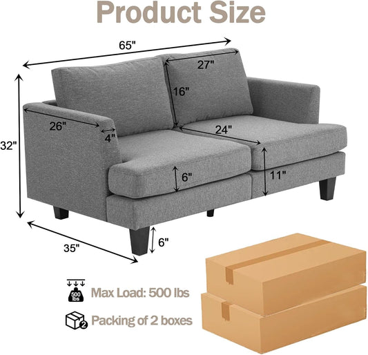 Gray Fabric Loveseat with Wood Legs-1