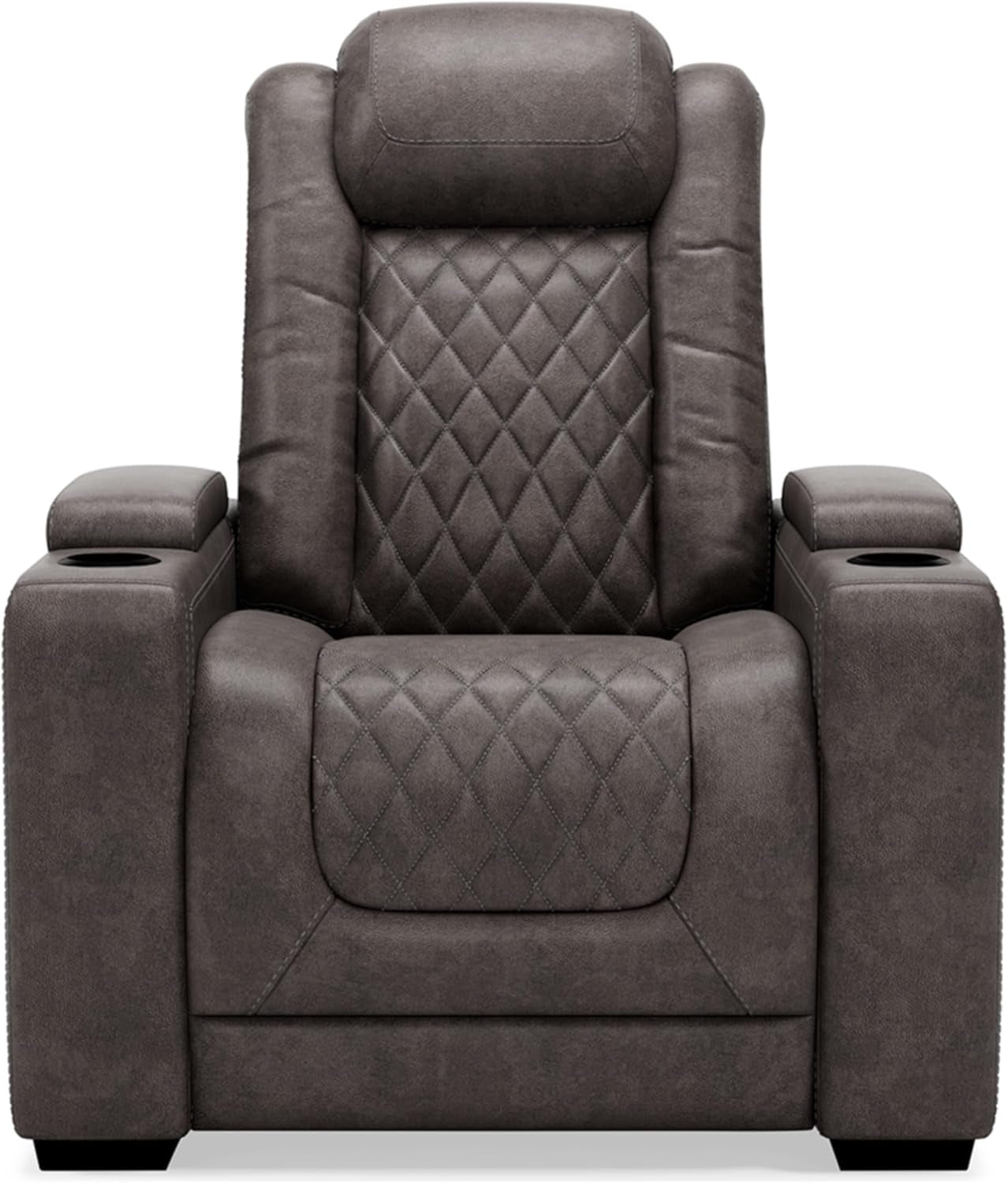 Hyllmont Contemporary Faux Leather Power Recliner with Adjustable Headrest, Dark Brown-4