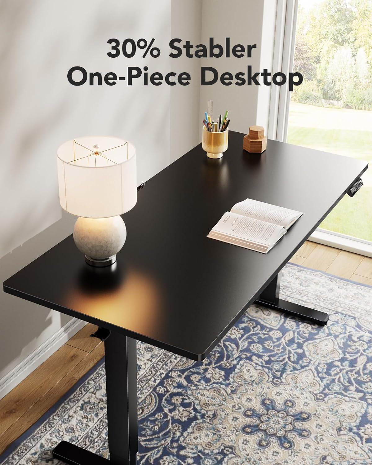 Electric Standing Desk, 48" X 24" Whole Piece Desktop, Adjustable Height Computer Desk, 4 Height Memory Settings, Sit Stand up Desk for Home Office, Black-3