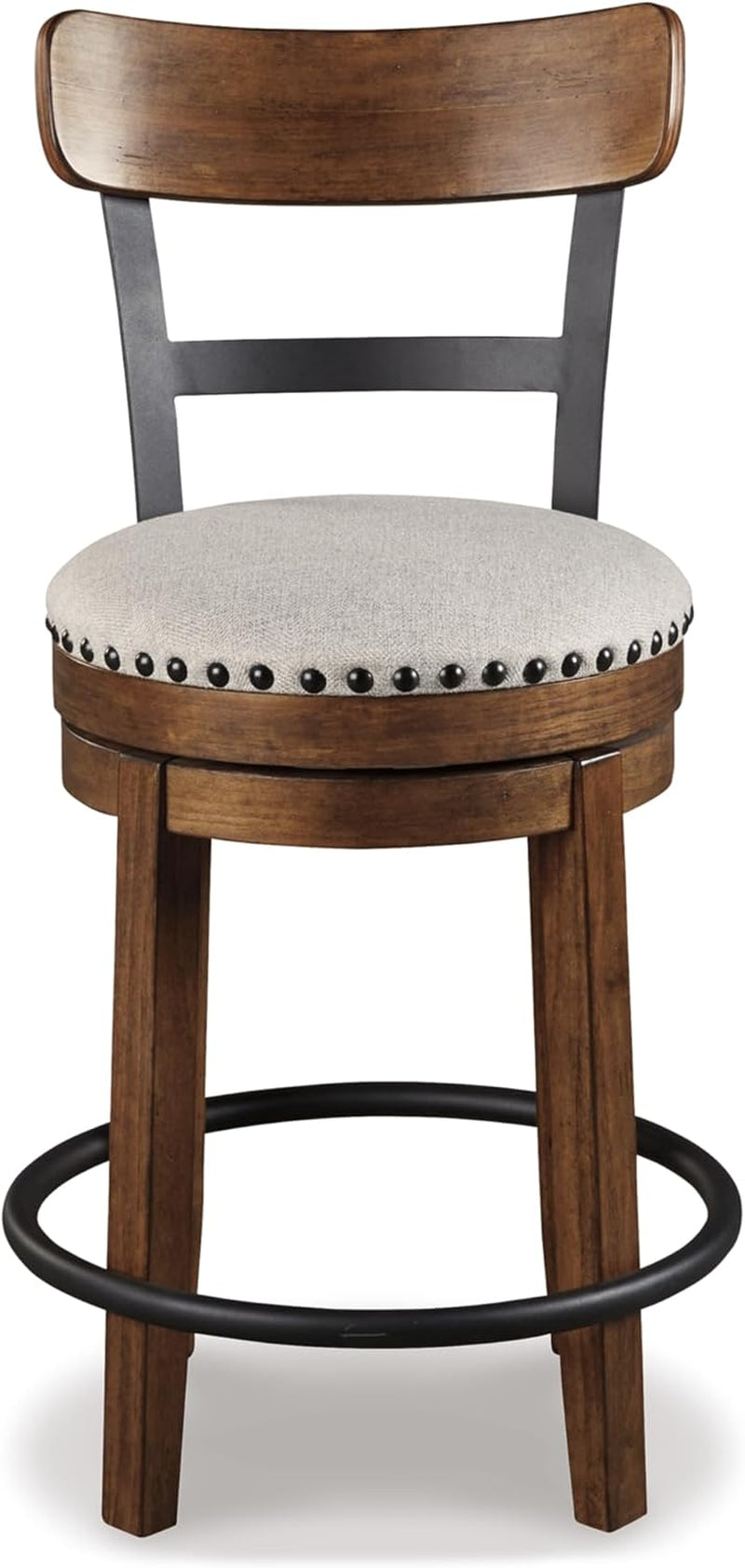 Valebeck Rustic Farmhouse 24.5” Counter Height Swivel Bar Stool, Brown-3