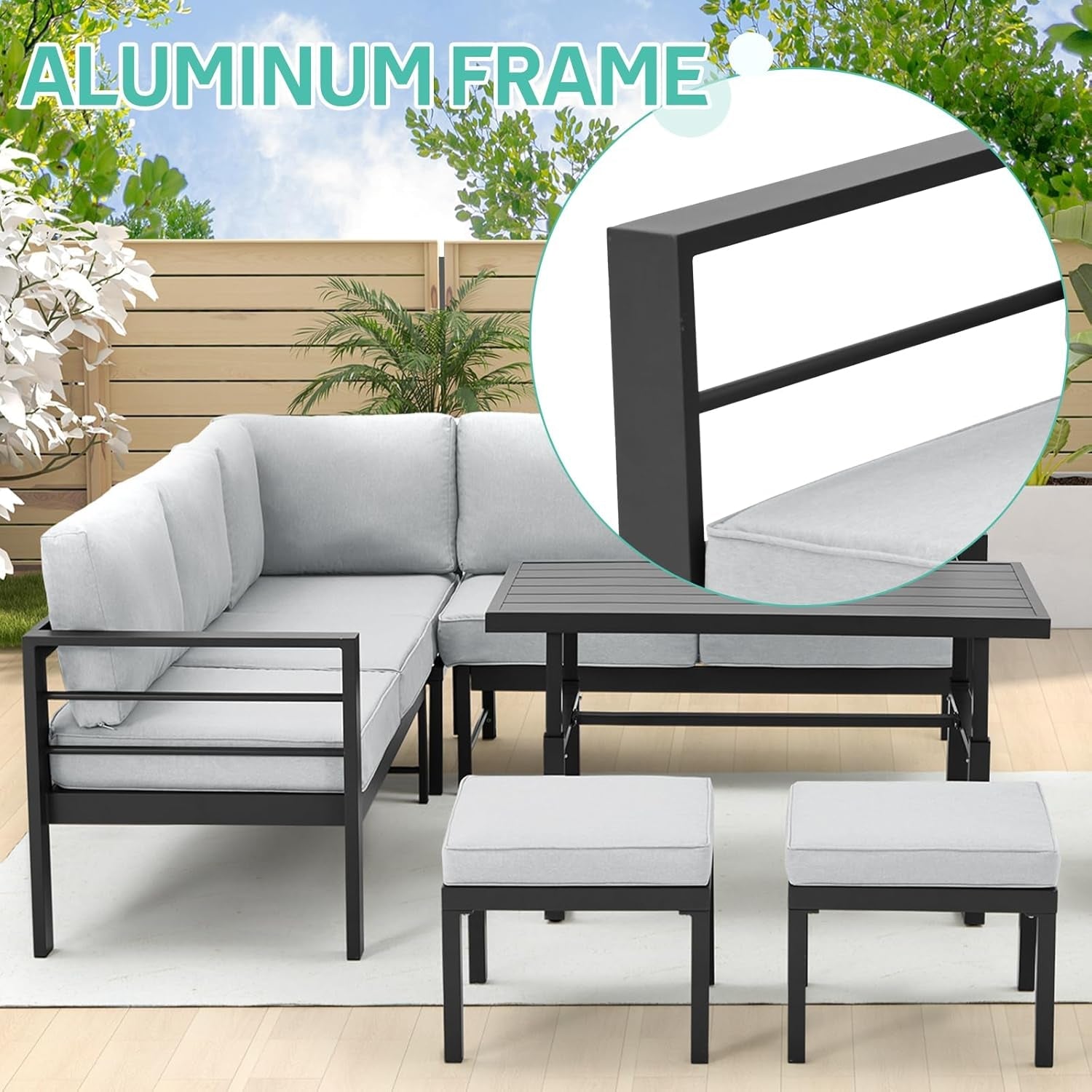 All Weather Aluminum Frame 7 Pieces Patio Set-4