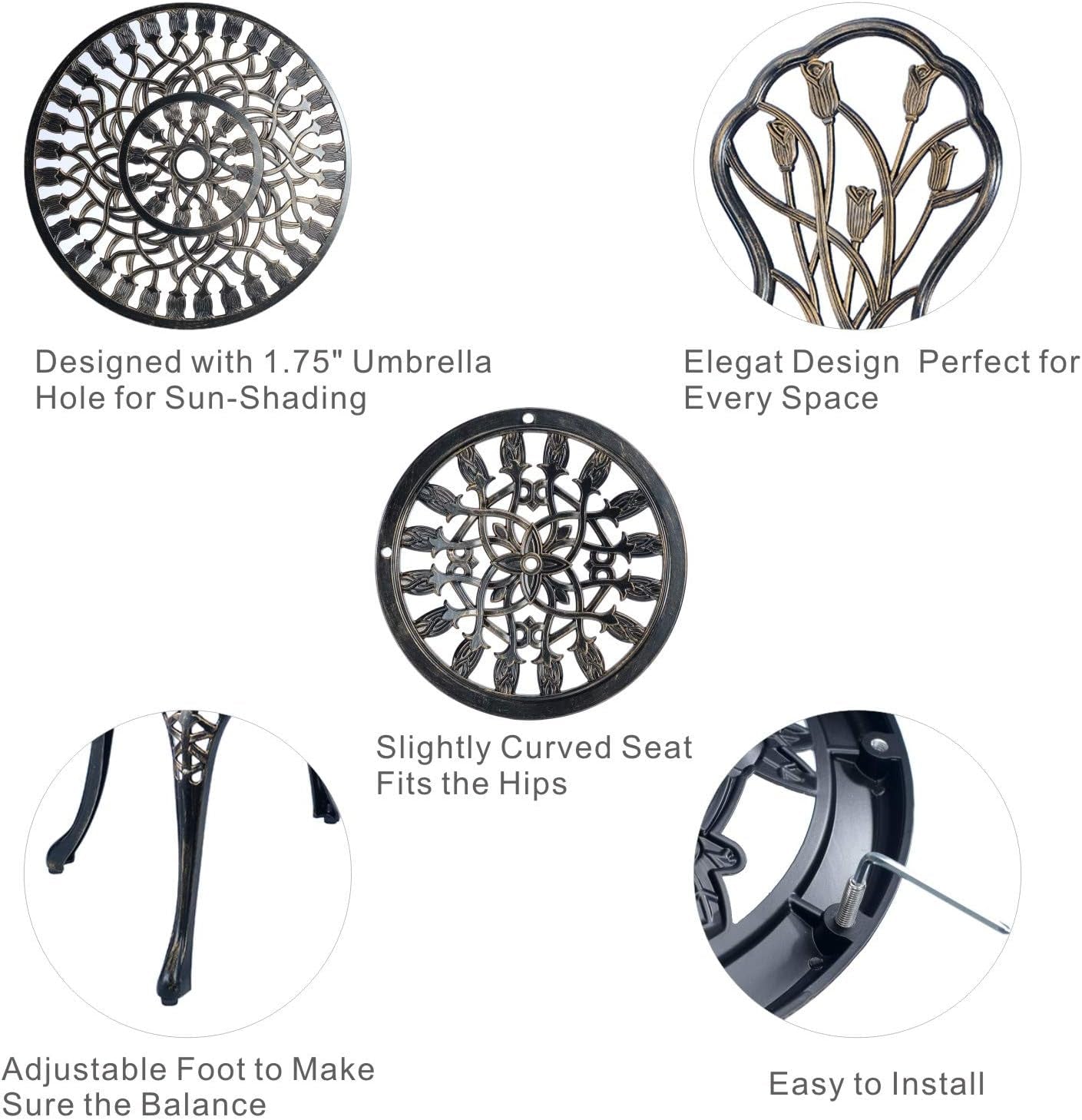 3 Piece Patio Set Antique Copper Tulip-3