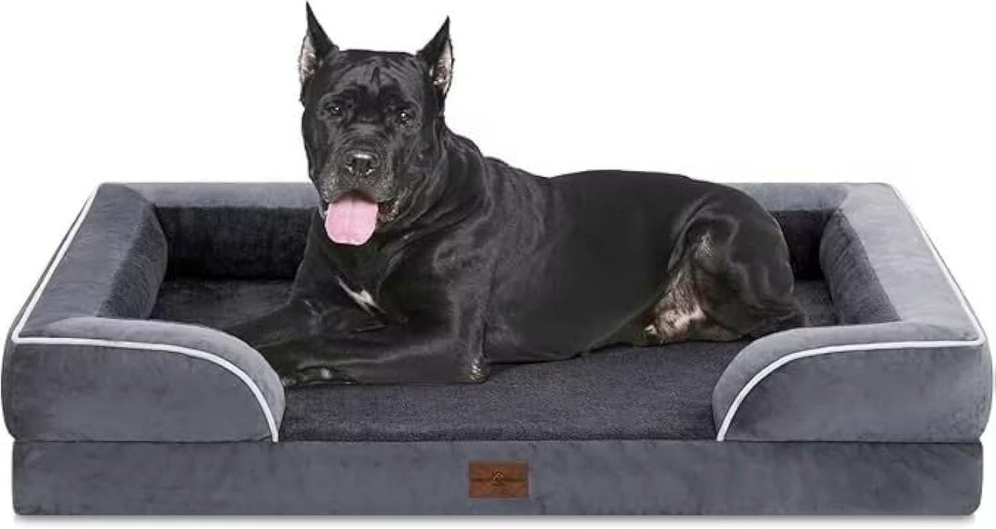 Waterproof Orthopedic Foam Dog Beds, XXL Orthopedic Dog Bed for Extra Large Dogs, Washable Dog Sofa Bed with Removable Cover & Non-Slip Bottom(Xx-Large,Dark Grey)-0