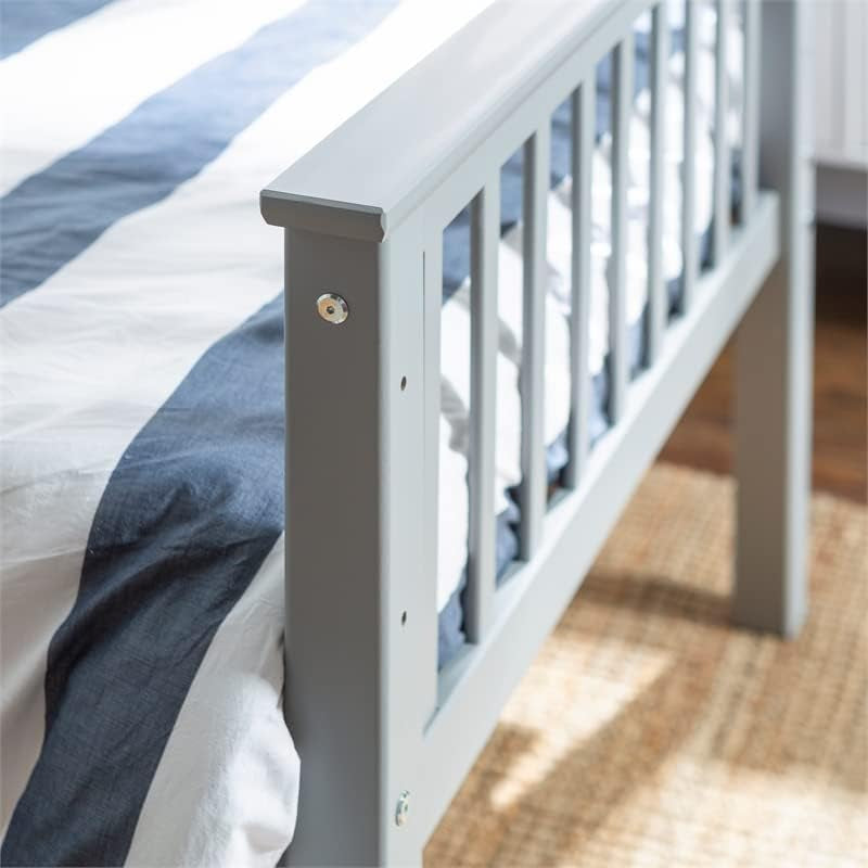 Mission Style Solid Wood Twin over Twin Bunk Bed, Grey-4