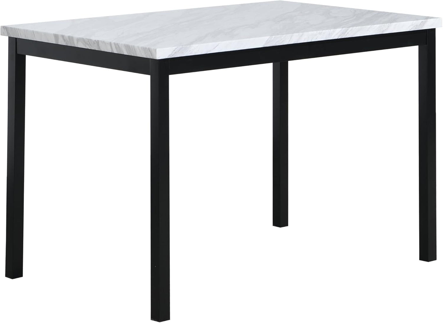 Noyes Metal Dining Table with Laminated Faux Marble Top, Off-White-0