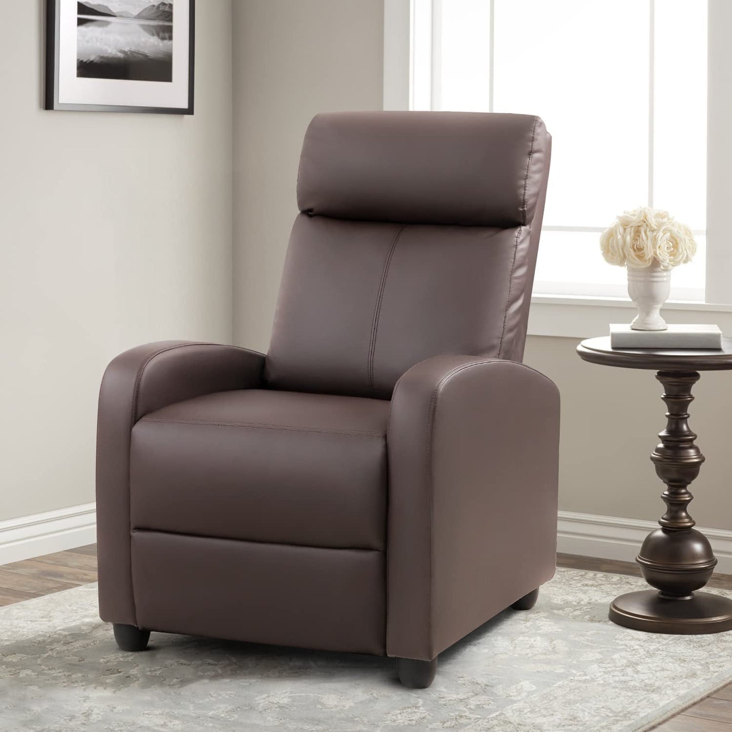 Brown PU Leather Recliner Chair with Massage-0