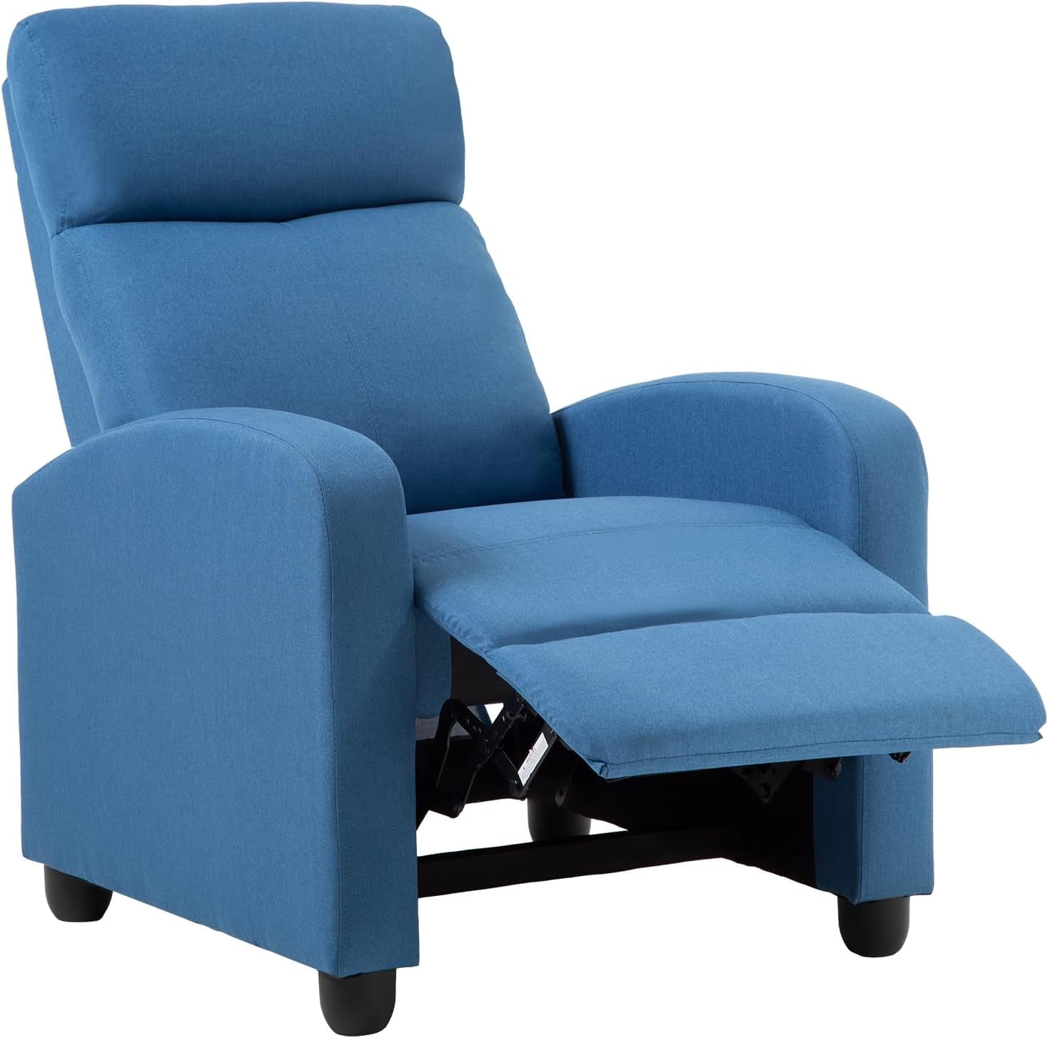Recliner Chair Single Reclining Sofa Home Theater Seating with Lumbar Support and Padded Backrest for Living Room and Bedroom (Fabric, Blue)-0