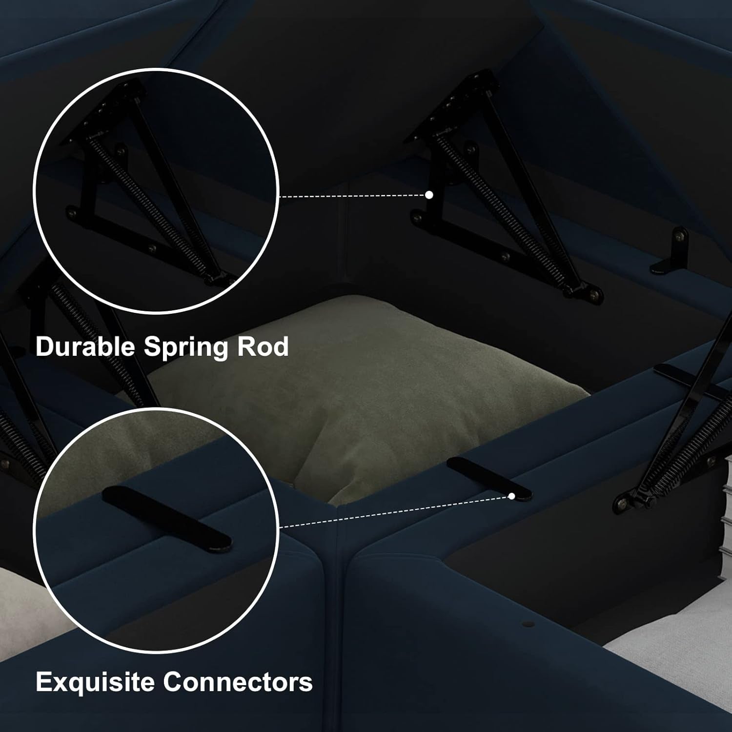 Modular Velvet Living Room Sofa Set 3 Seat Sofa Loveseat and Chair Set with Storage Seats Modular Living Room Furniture Set Blue-4