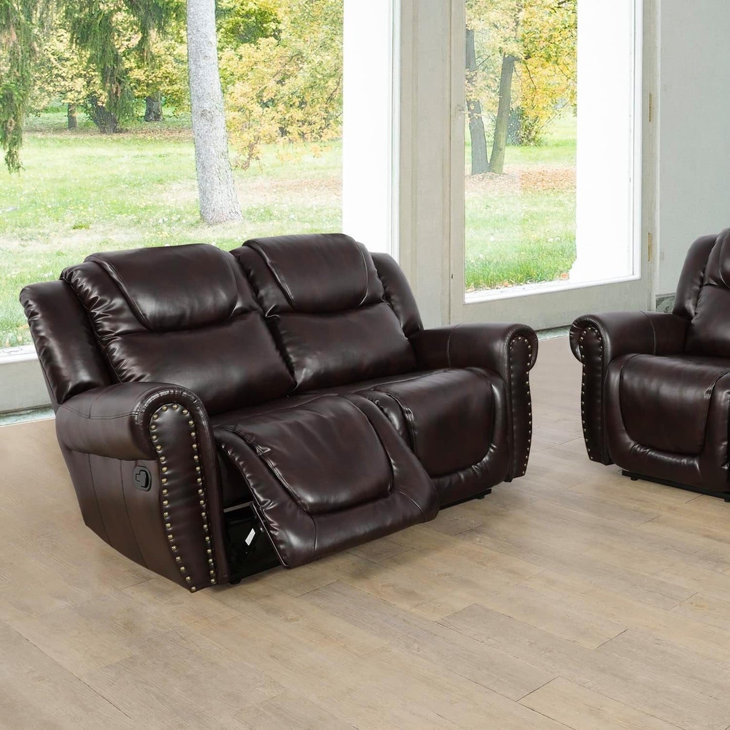 2 Piece Faux Leather Recliner Living Room Set-2