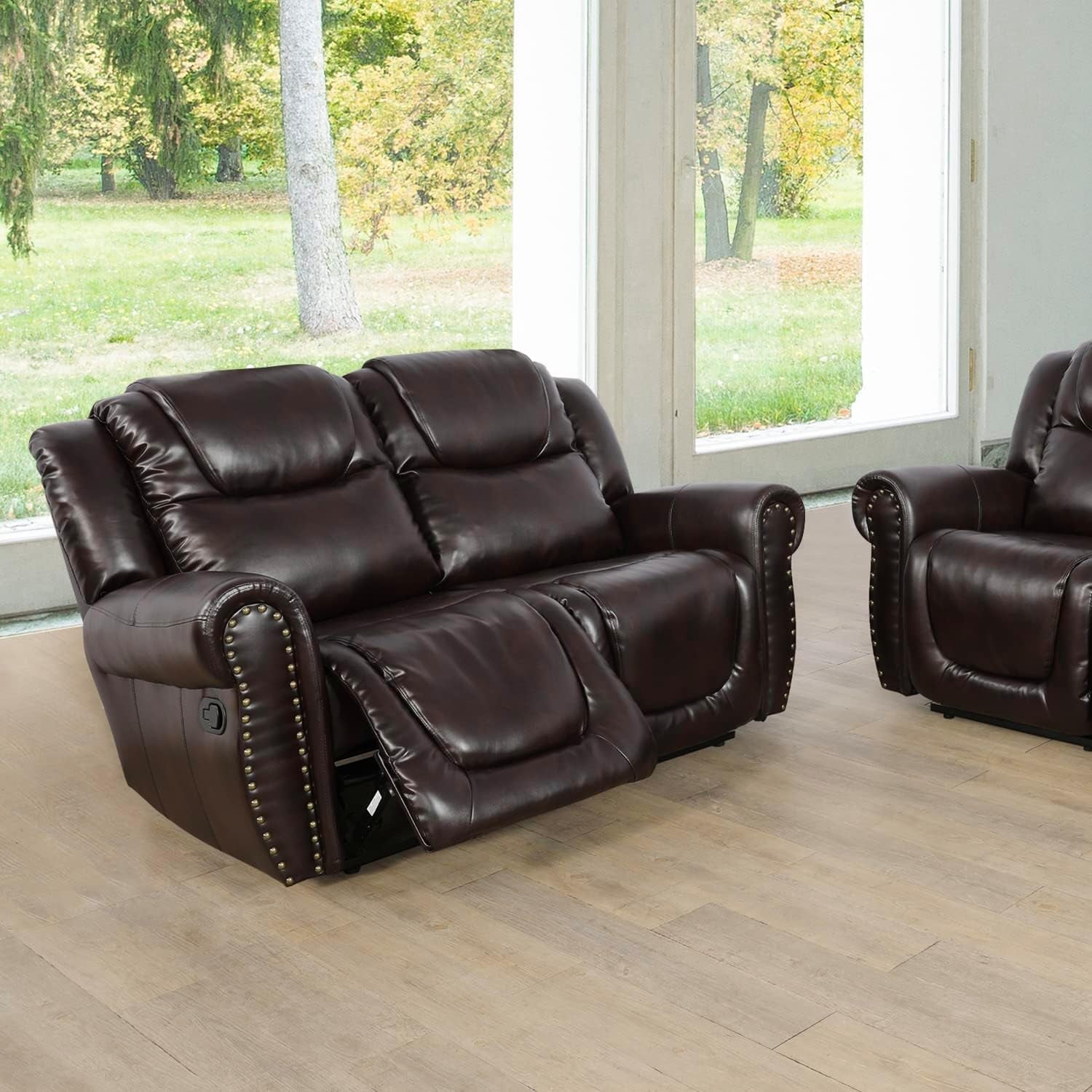 2 Piece Faux Leather Recliner Living Room Set-2