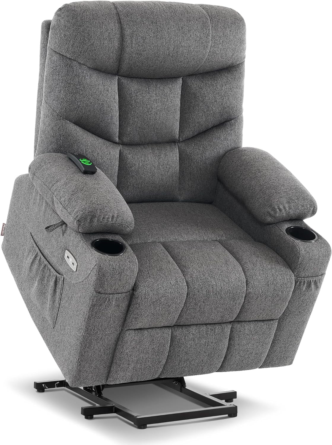 Power Lift Recliner Chair with Extended Footrest for Elderly People, Fabric 7287 (Dark Gray, Medium-Regular)-0
