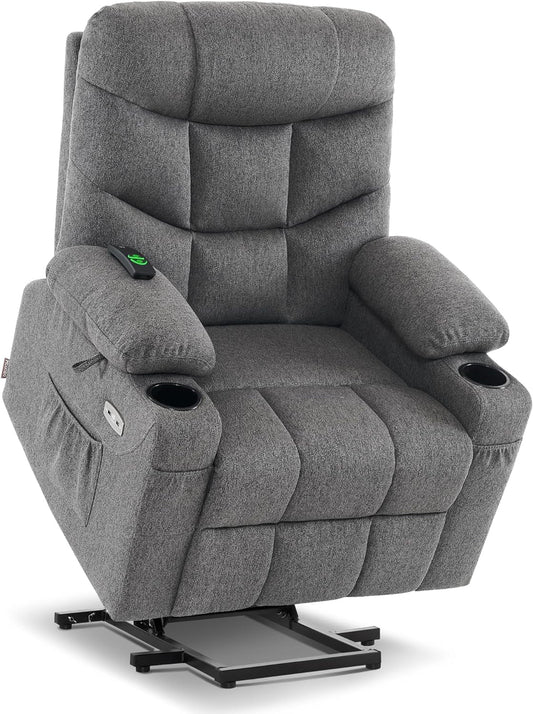Power Lift Recliner Chair with Extended Footrest for Elderly People, Fabric 7287 (Dark Gray, Medium-Regular)-0