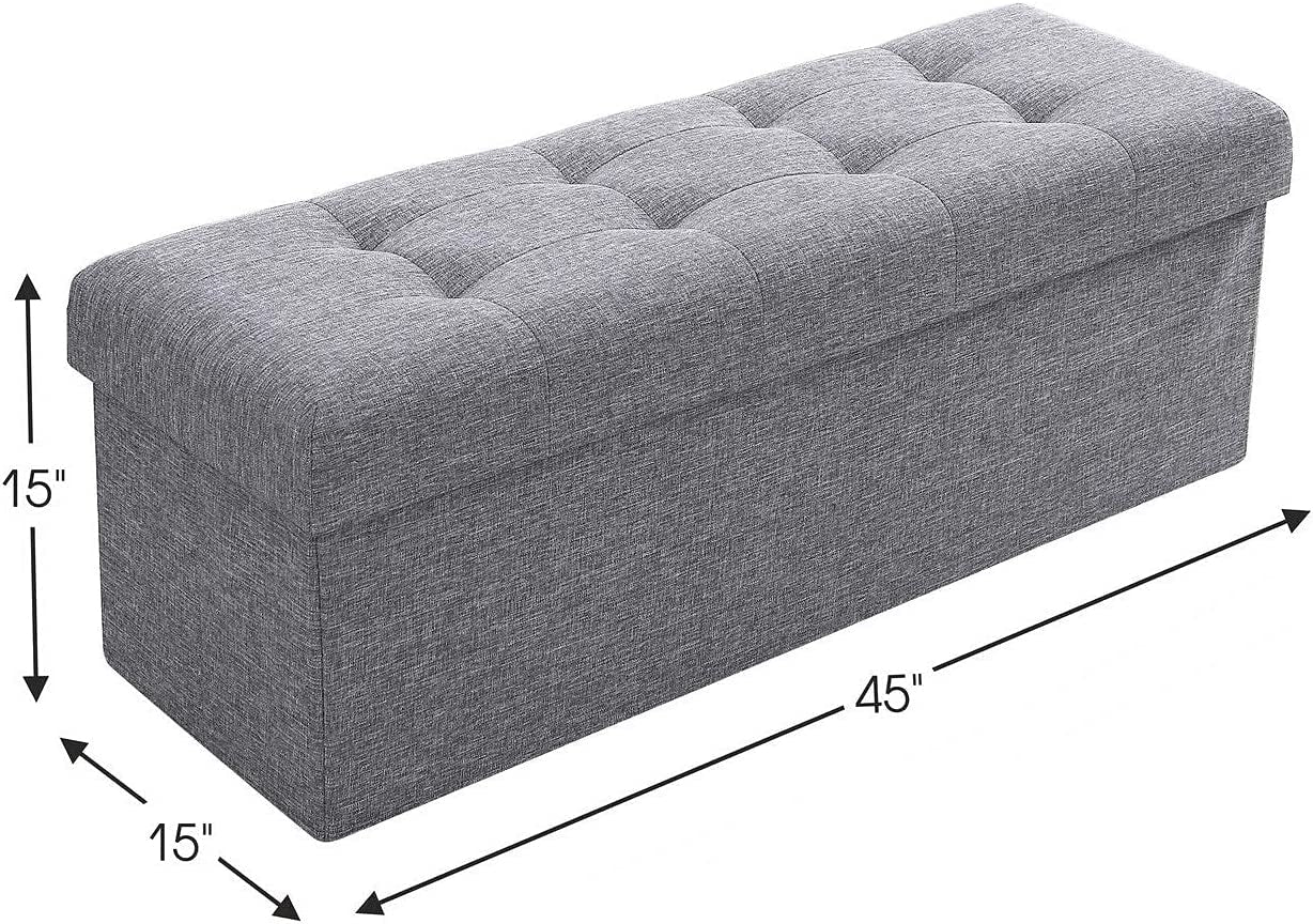 Gray Foldable Tufted Storage Ottoman Bench - 45″-4