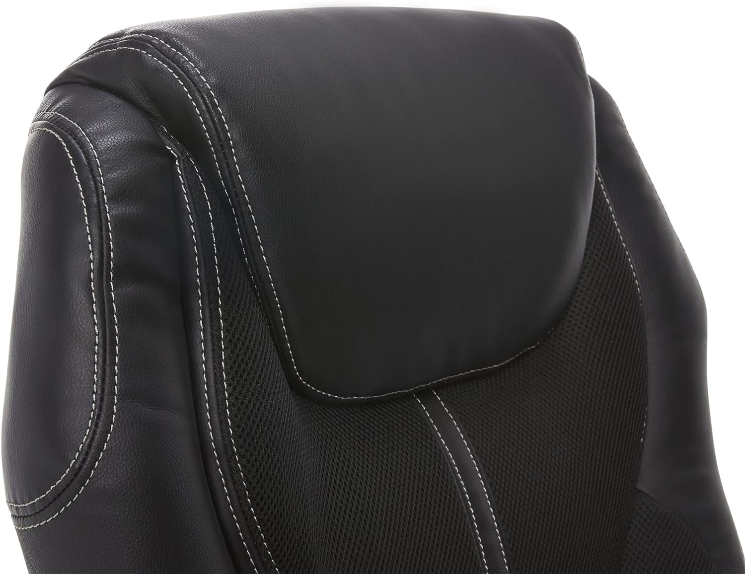 Amplify Executive Office Padded Arms, Adjustable Ergonomic Gaming Desk Chair with Lumbar Support, Faux Leather and Mesh, Black-3