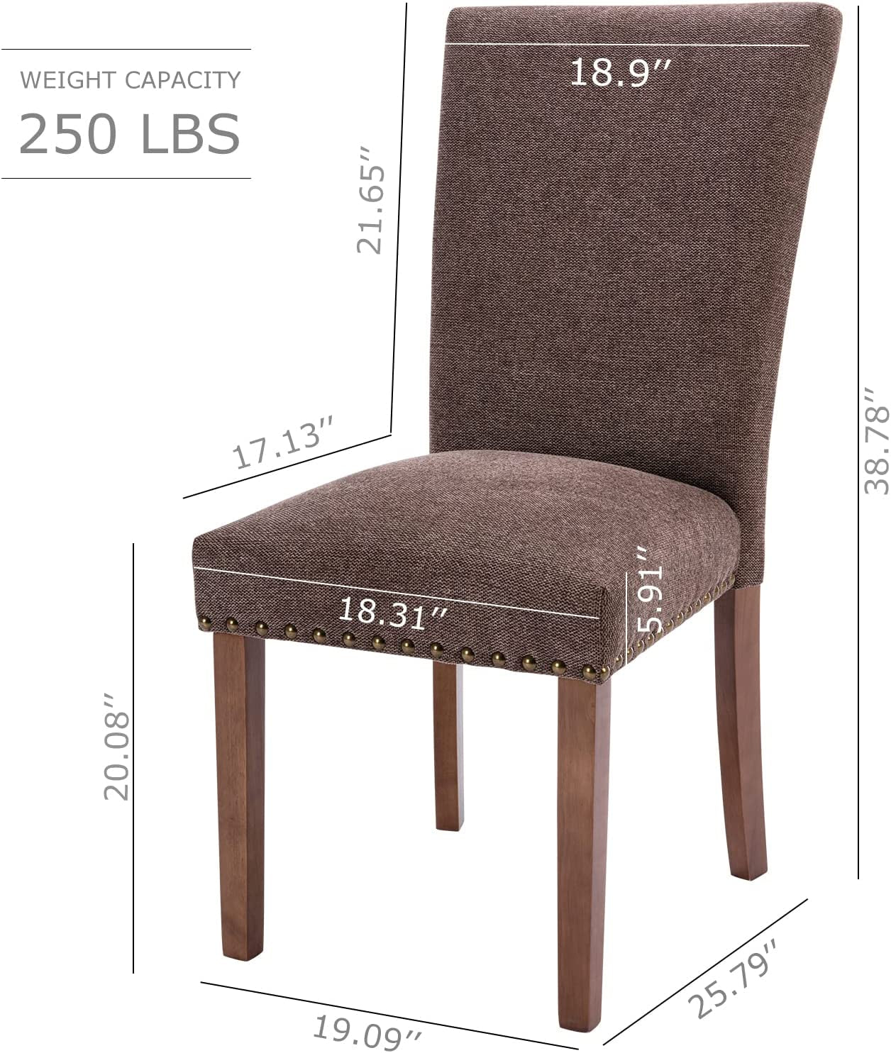 Upholstered Parsons Dining Chairs Set of 6, Brown-2