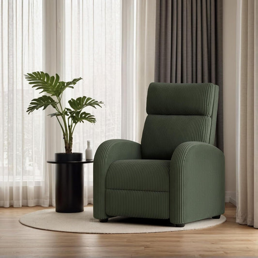 Recliner Chair Adjustable Home Theater Single Recliner Sofa Furniture with Thick Seat Cushion and Backrest Modern Living Room Recliners (Corduroy, Green)-0