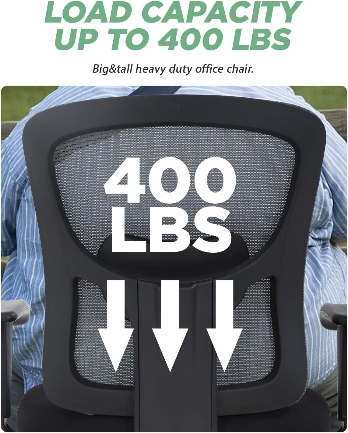 Big and Tall Office Chair 500Lbs Desk Chair Mesh Computer Chair with Lumbar Support Wide Seat Adjust Arms Rolling Swivel High Back Task Executive Ergonomic Chair for Home Office (Grey)-4