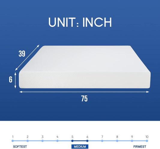 Twin Gel Memory Foam Mattress, 6 Inch, CertiPUR-US Certified-1