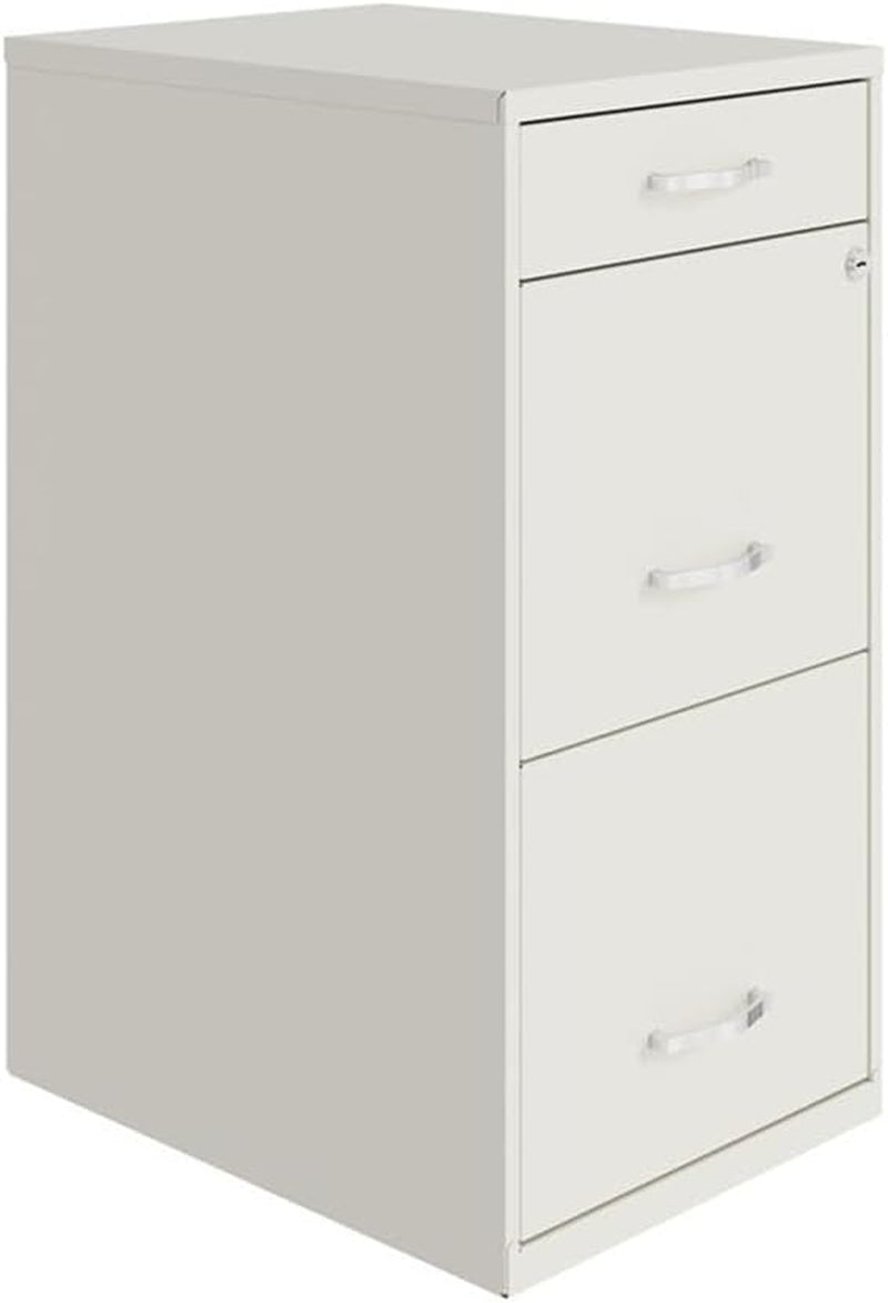 Space Solutions 18In Deep 3 Drawer Metal File Cabinet Pearl White, Letter Size, Fully Assembled-3