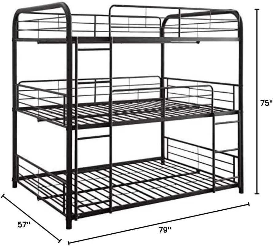 Cairo Metal Frame Full Triple Bunk Bed in Sandy Black-1