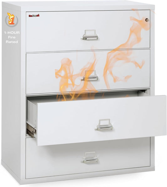 White 4 Drawer Fire Safe Lateral File-0