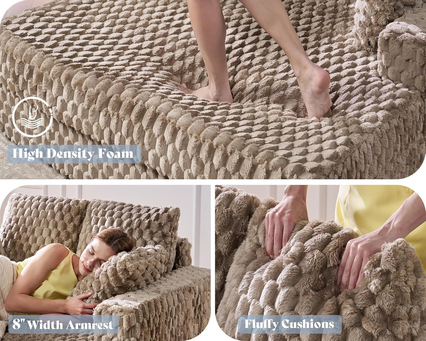 Brown Plush Indoor Sleeper Chair with Pillows-2