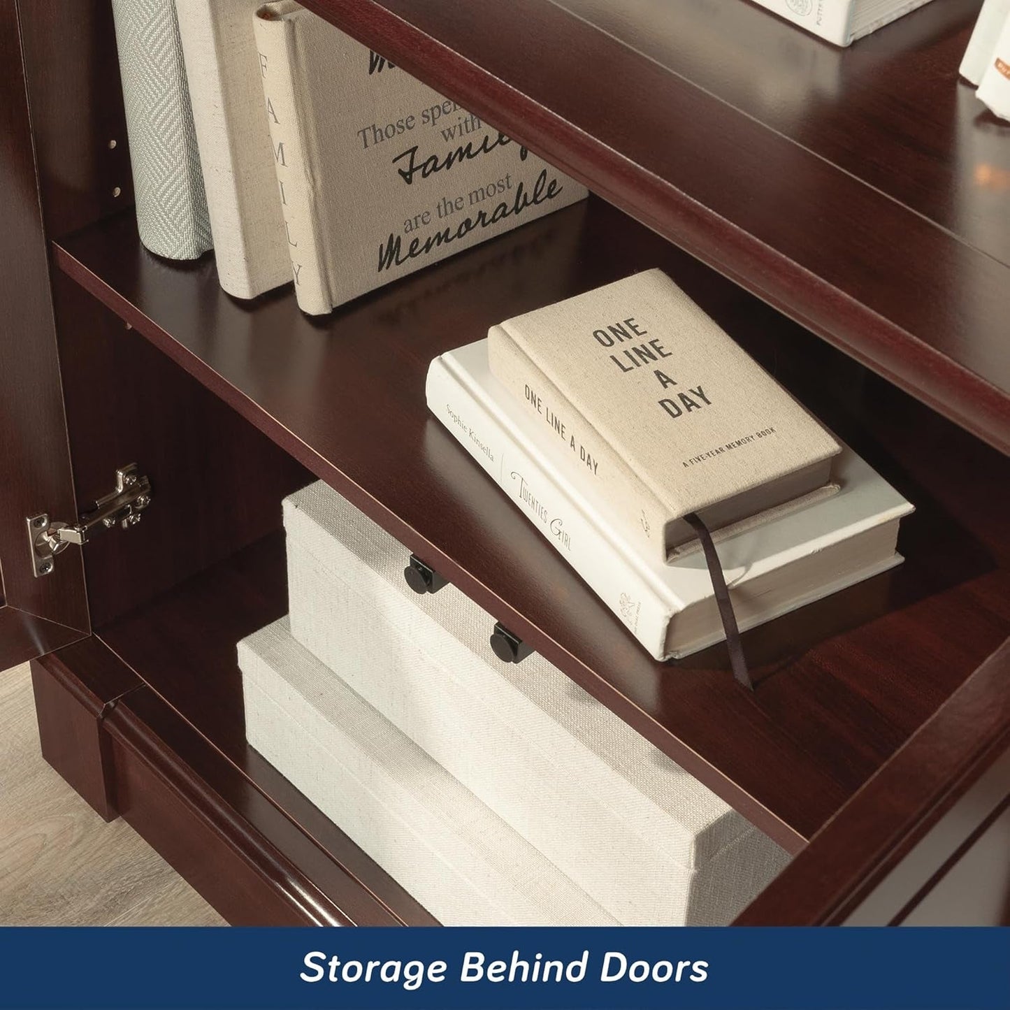 Palladia Book Shelf, Bookshelf with Storage, Library Bookcase with Doors and Adjustable Shelves, L: 29.37" X W: 13.90" X H: 71.85", Select Cherry-4