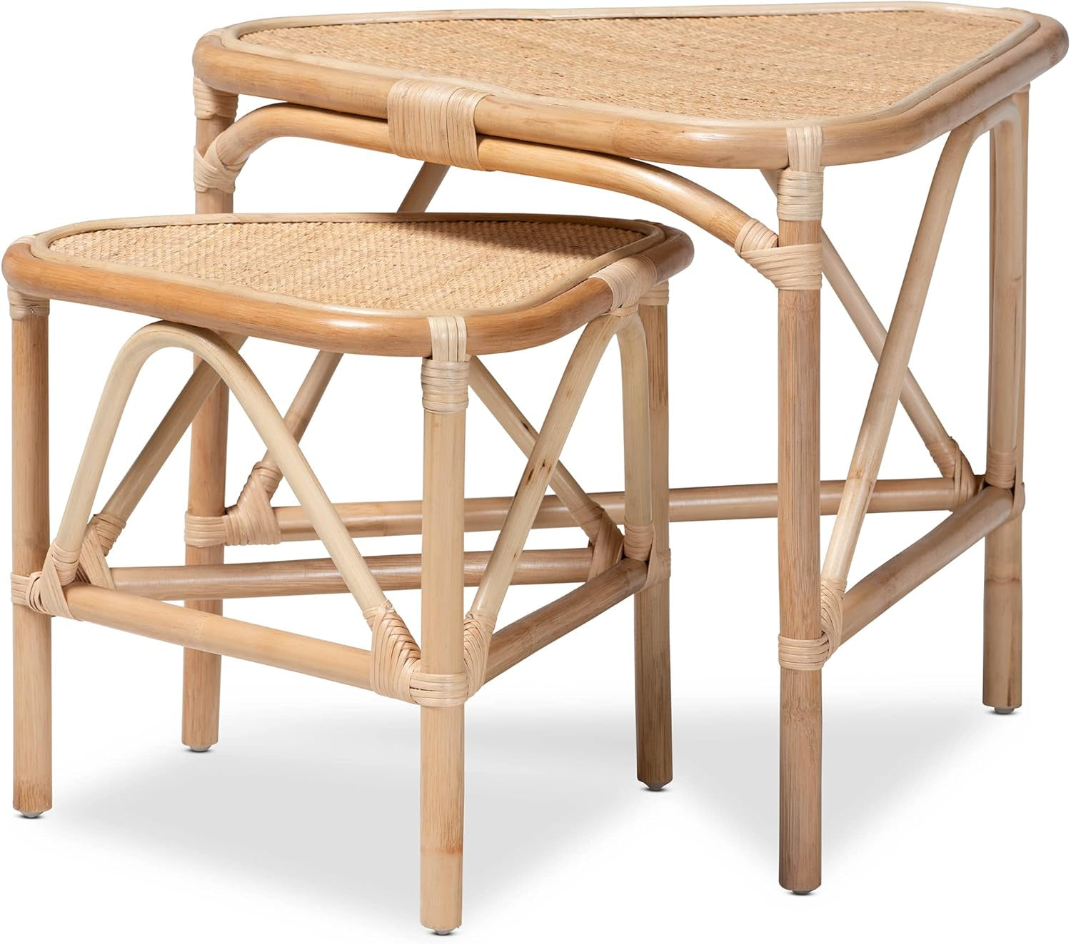 Jayden Modern Bohemian Natural Rattan 5-Piece Living Room Set-4
