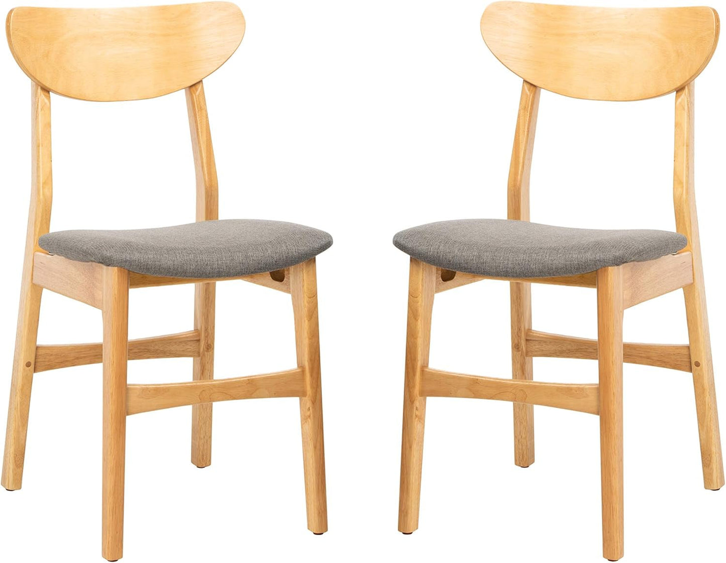 Home Lucca Retro Natural and Grey Cushion Dining Chair, Set of 2-0