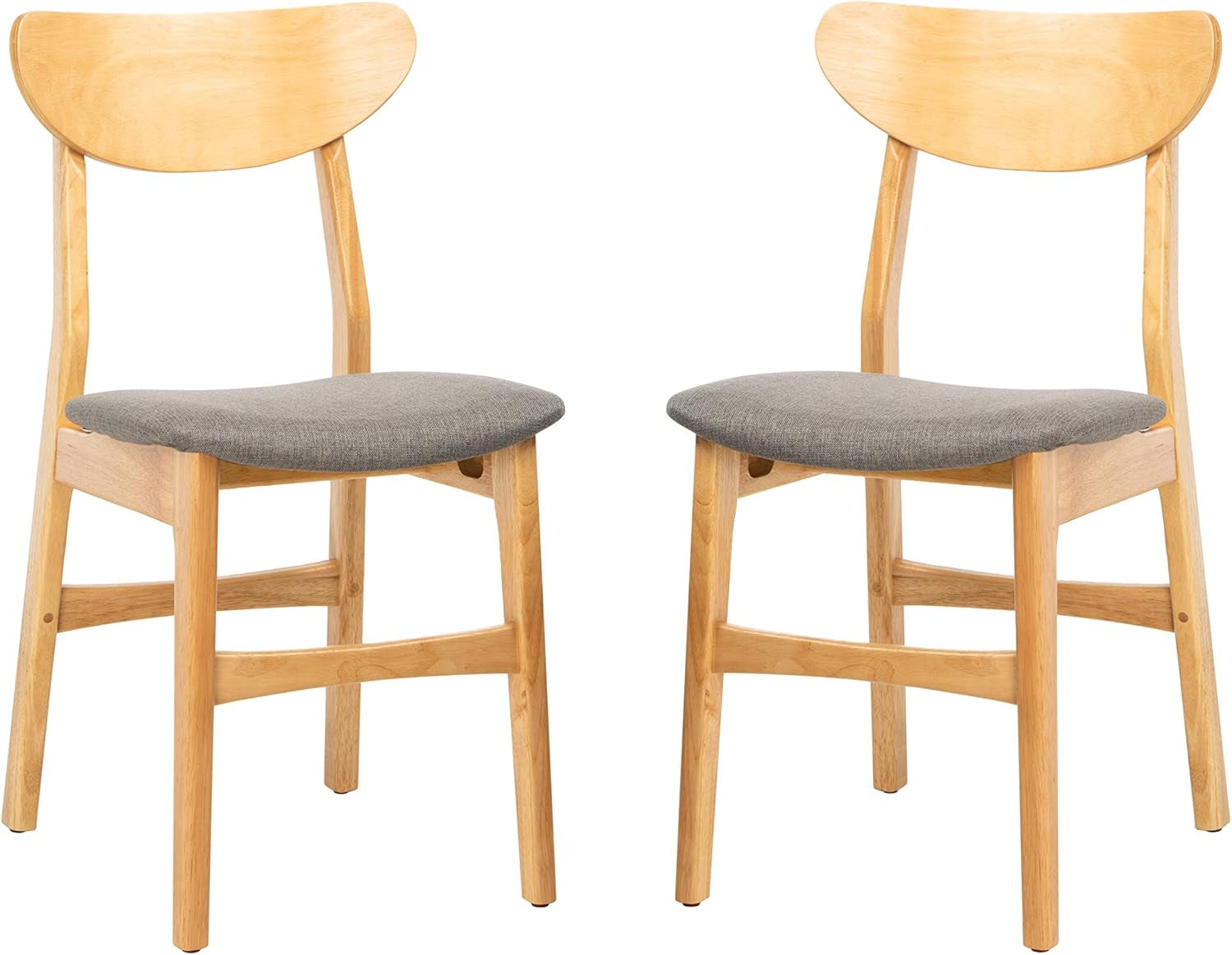 Home Lucca Retro Natural and Grey Cushion Dining Chair, Set of 2-0