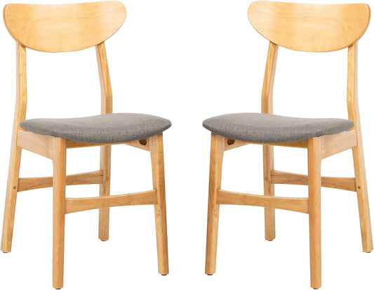 Home Lucca Retro Natural and Grey Cushion Dining Chair, Set of 2-0