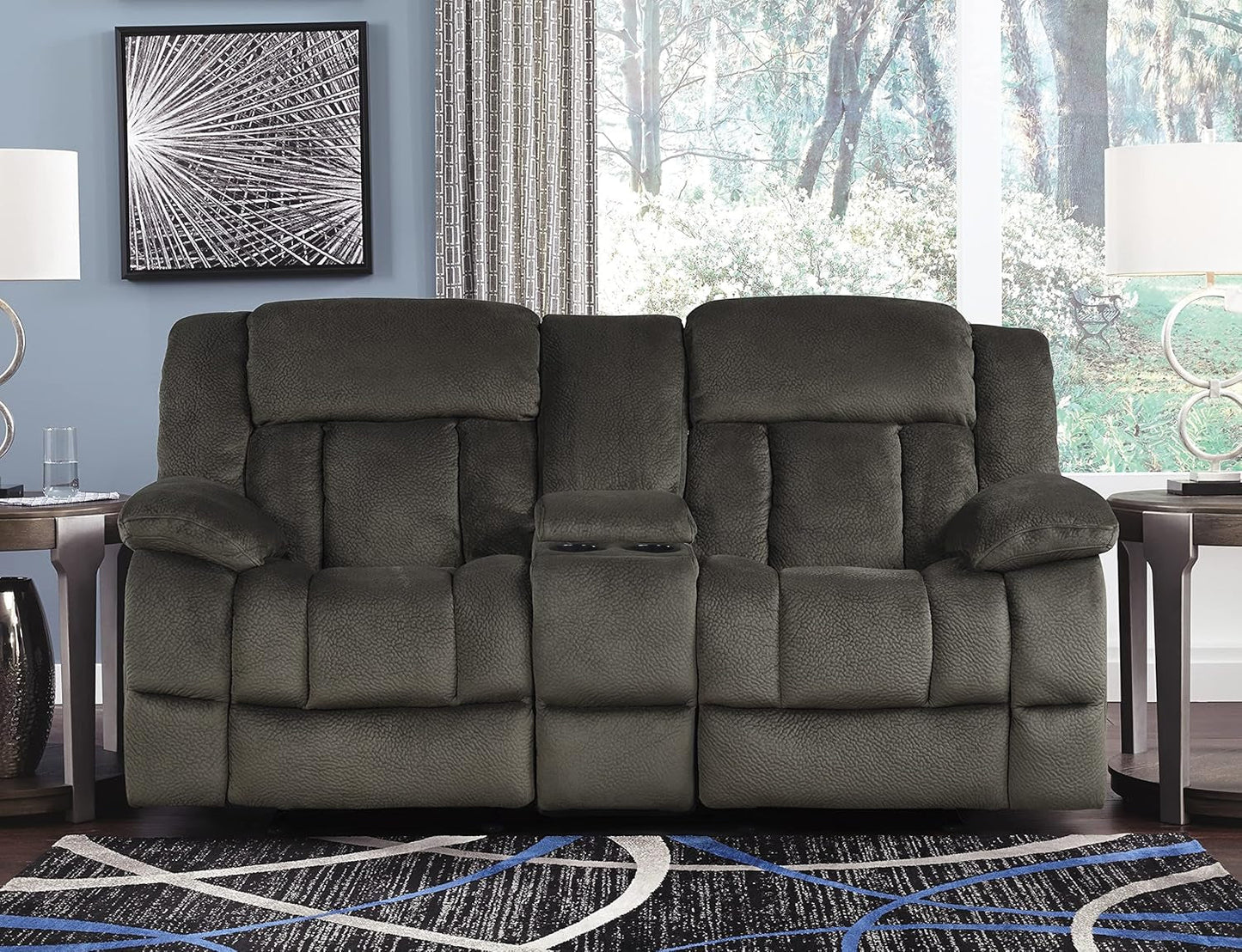 Reclining Living Room Set, Manual Reclining Sofas, Couches for Living Room, Includes Reclining Sofa and Dual Glider Recliner Loveseat, 2-Piece Set, Chocolate-1