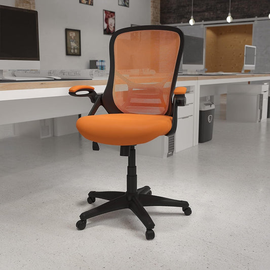 Porter Mesh High Back Ergonomic Swivel Office Chair with Lumbar Support, Flip-Up Arms, Tilt Lock/Tilt Tension, Height Adjustable, Black/Black Frame-1