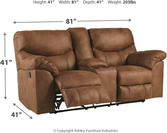Brown Faux Leather Recliner Loveseat-1