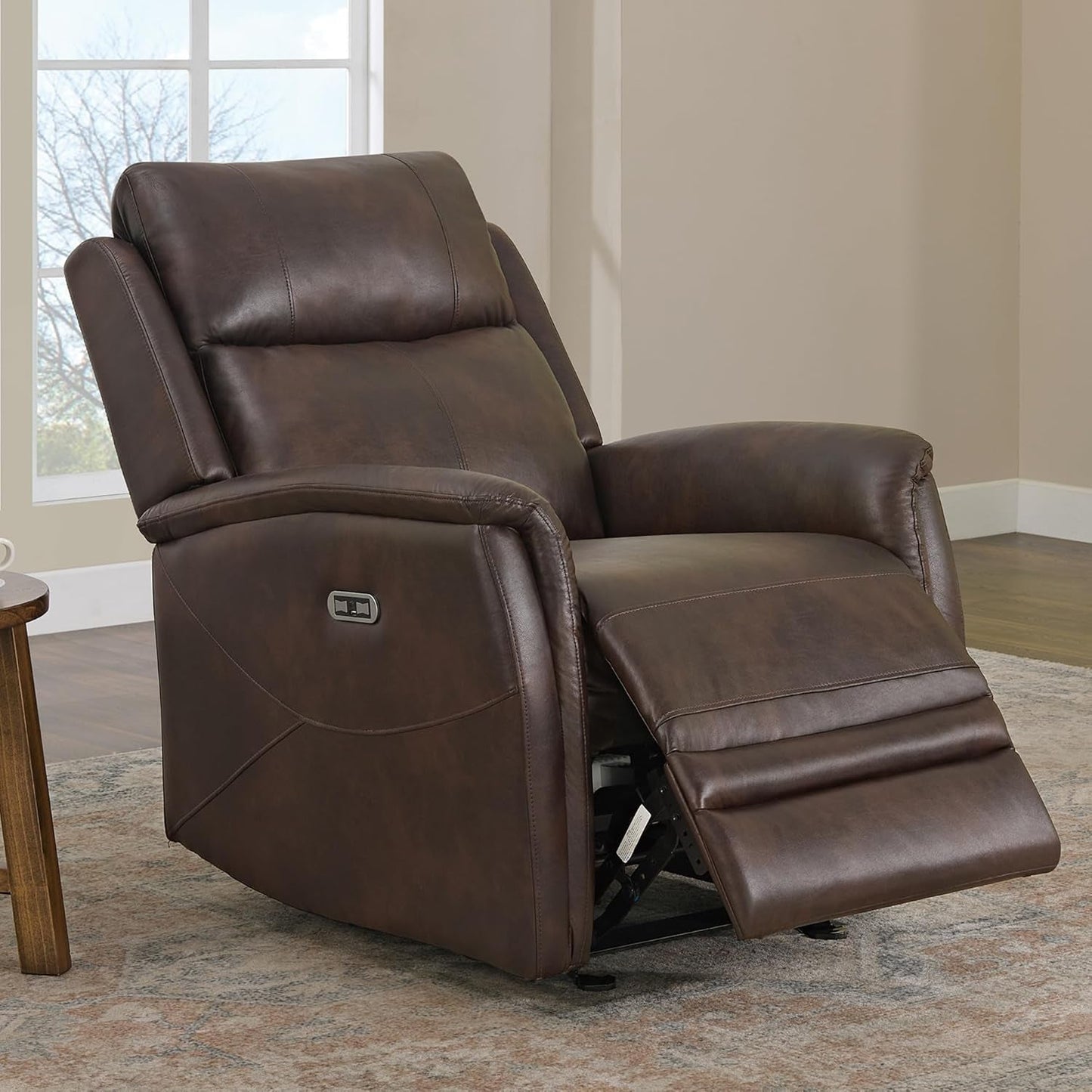 Leather Recliner Chair Faux Power Reclining Sofa Lazy Boy Electric Glider Rocking Function with Armrest USB & Type-C Ports for Living Room Bedroom Home Theater Seating-0