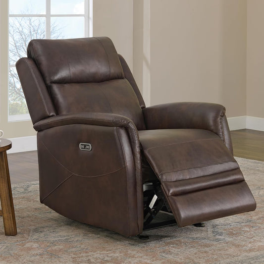Leather Recliner Chair Faux Power Reclining Sofa Lazy Boy Electric Glider Rocking Function with Armrest USB & Type-C Ports for Living Room Bedroom Home Theater Seating-0